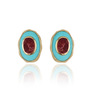 Confidence Stud - Turquoise Howlite Pink Quartz