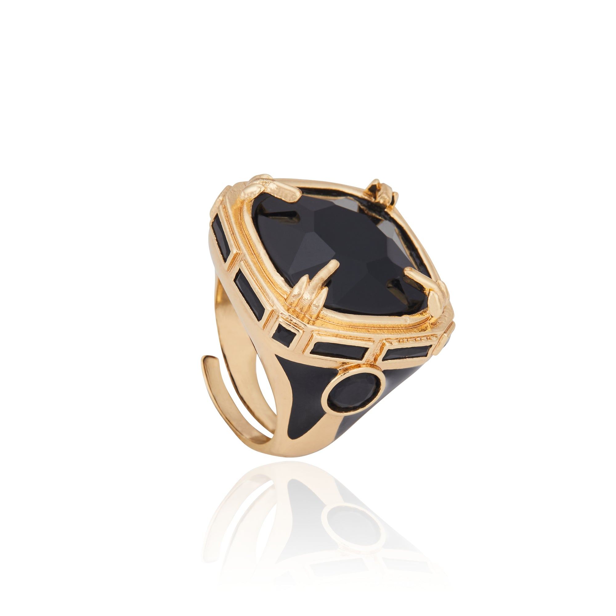 Palazzo Grassi Ring Black Crystal