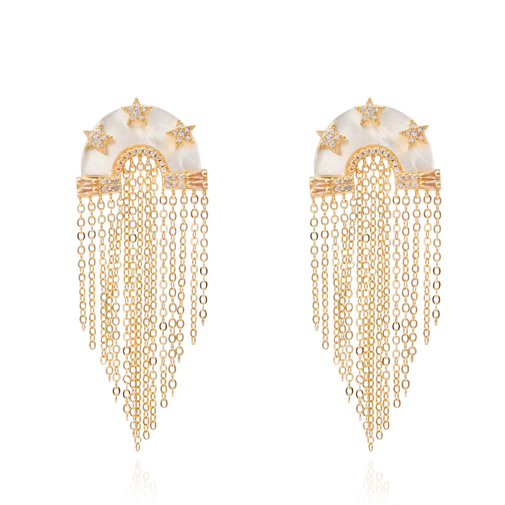 Miranda Fringe Earring White Mop