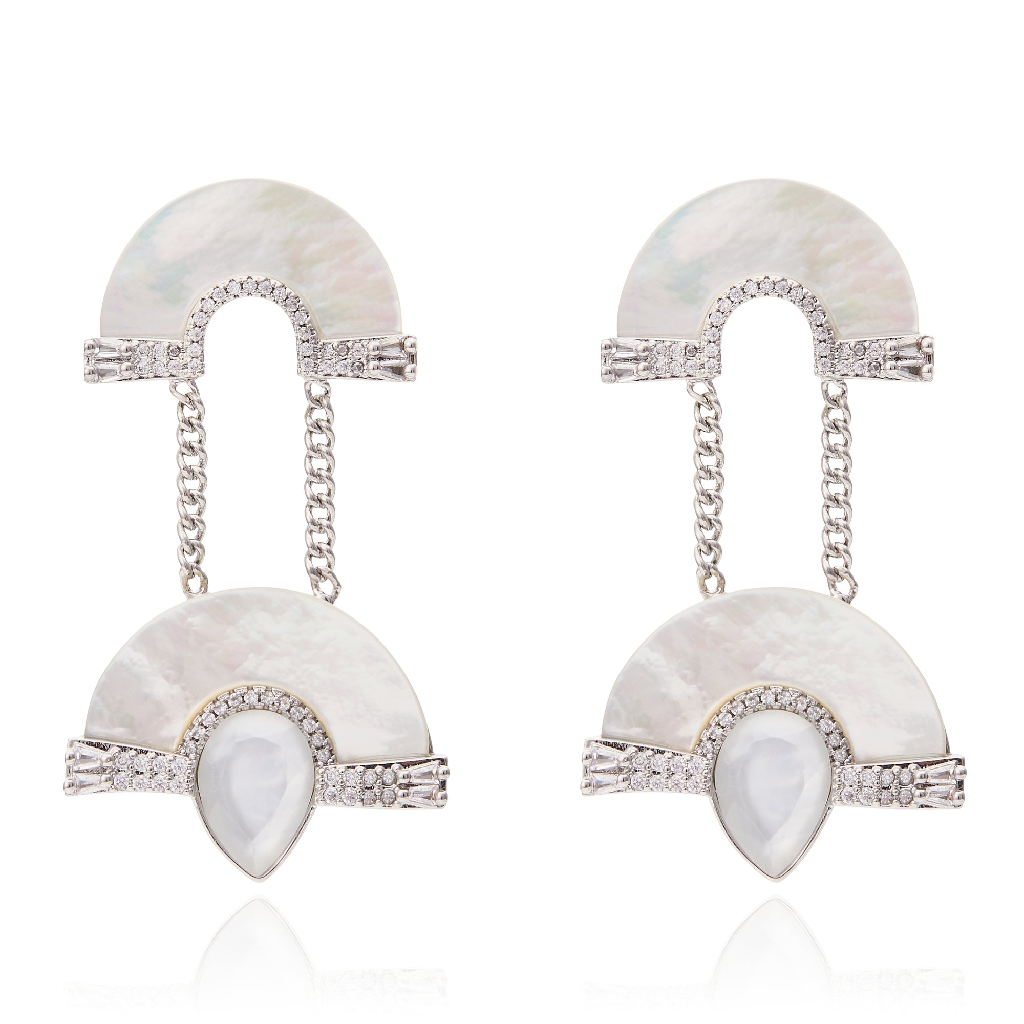 Portia Earring White Mop Silver