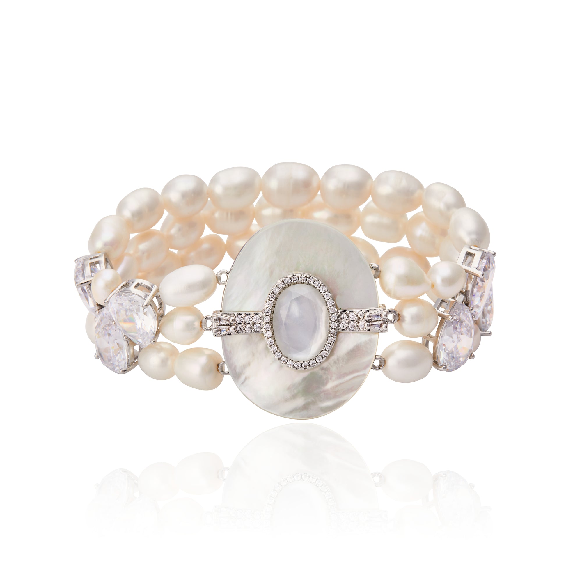 Rosa Pearl Bracelet White Mop Silver