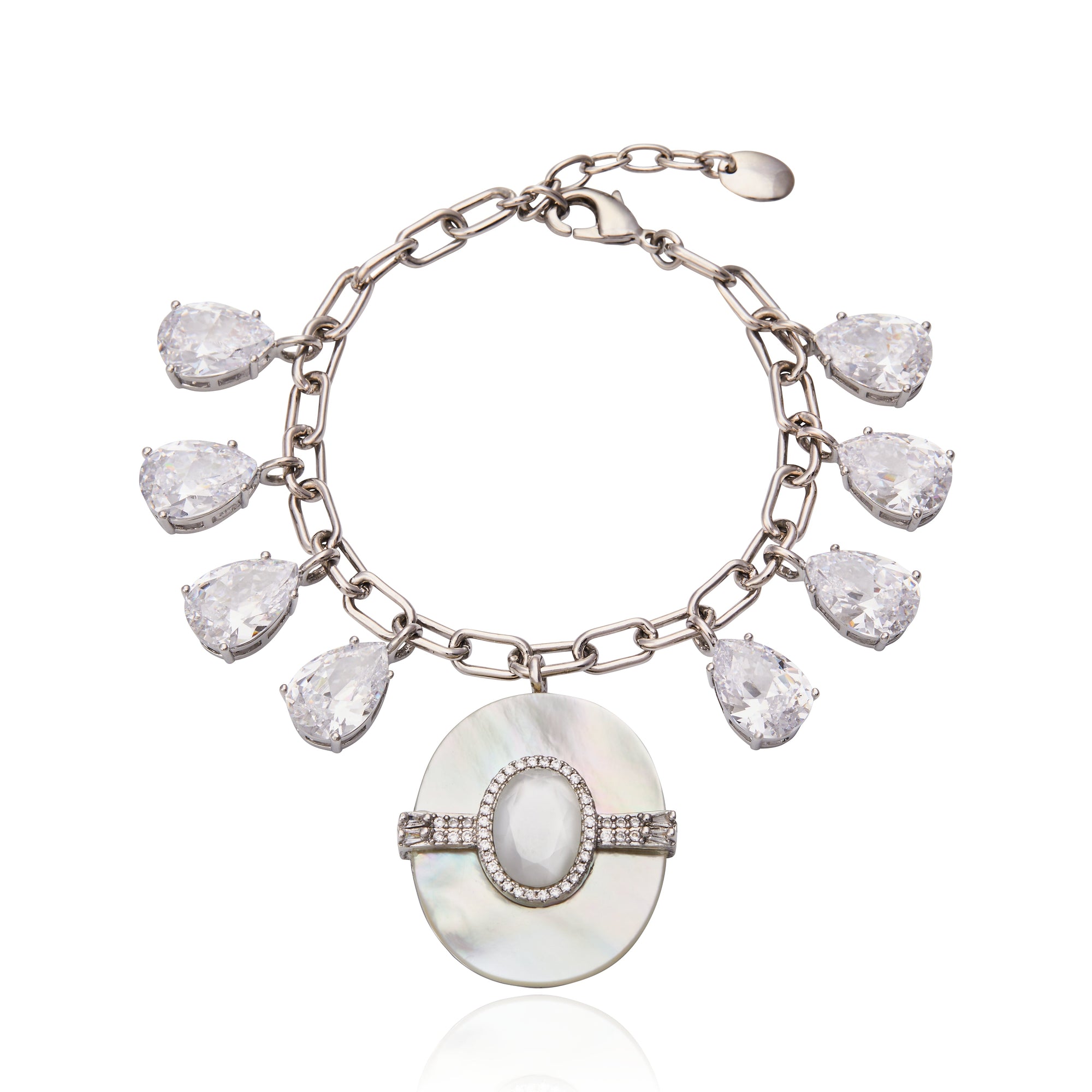 Dione Charm Bracelet White Mop - Silver