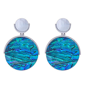 Mother of Pearl Disc Earring - Blue Mop Abalone