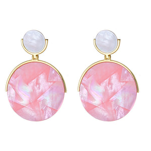 Mother of Pearl Disc Earring - Blue Mop Abalone