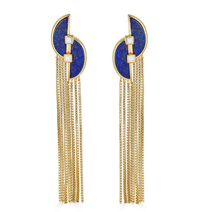 Connection Fringe Earrings Lapis