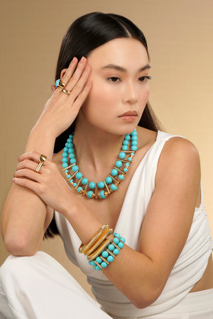 Taj Mahal Duo Necklace - Aqua