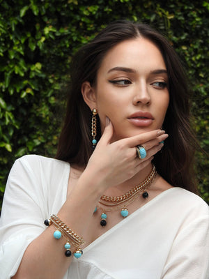 Venice Gondola Ring Black and Turquoise