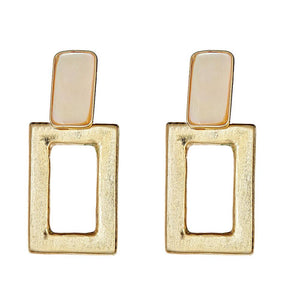 Square Knocker Earring - Gold Mop