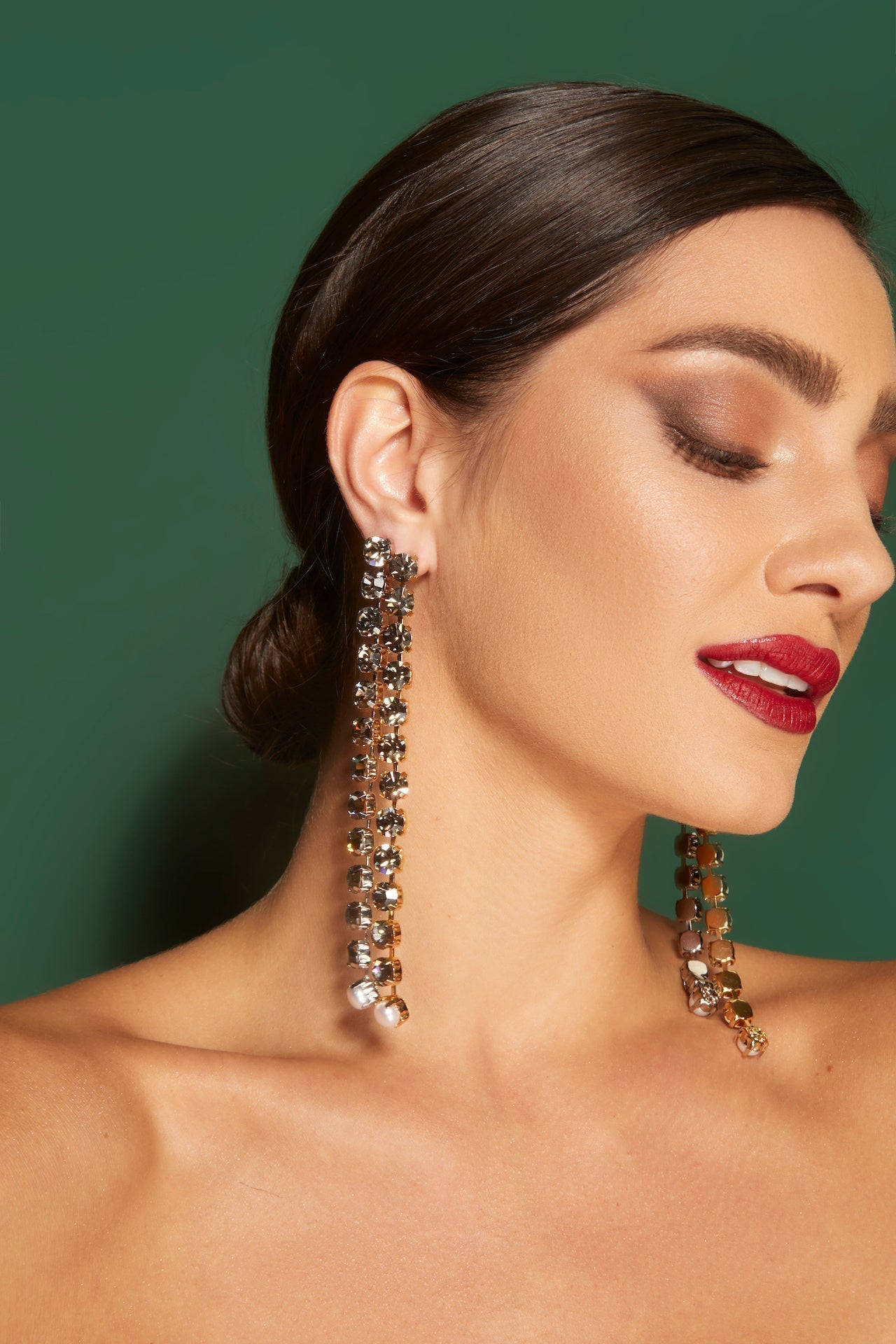 Dazzling Drop Earring Black Diamond Gold