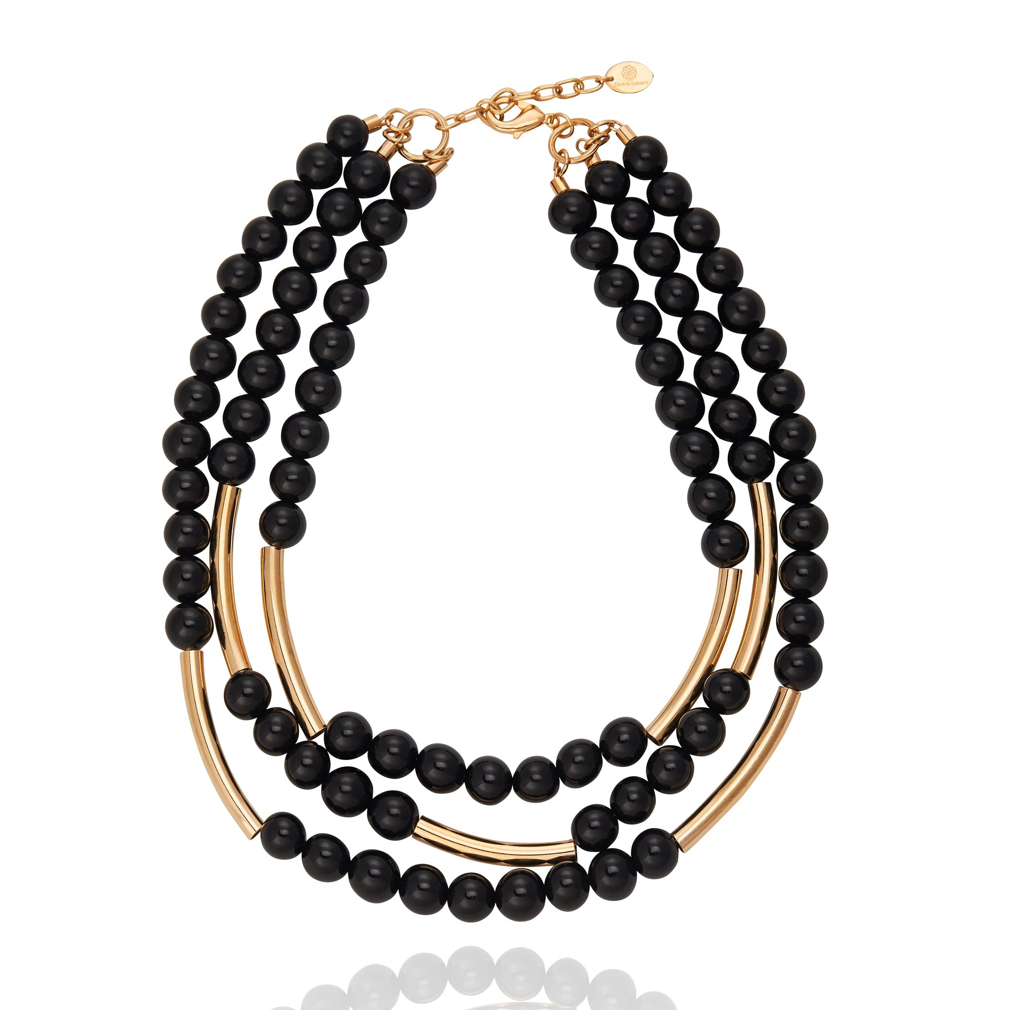 Taj Mahal Trio Necklace - Black