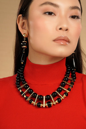 Taj Mahal Duo Necklace - Black