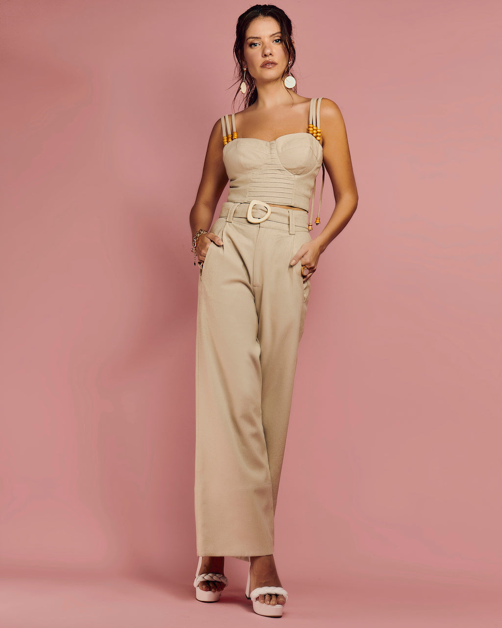 Long Linen Pants, Beige Linen Pants, High Waisted Linen Pants